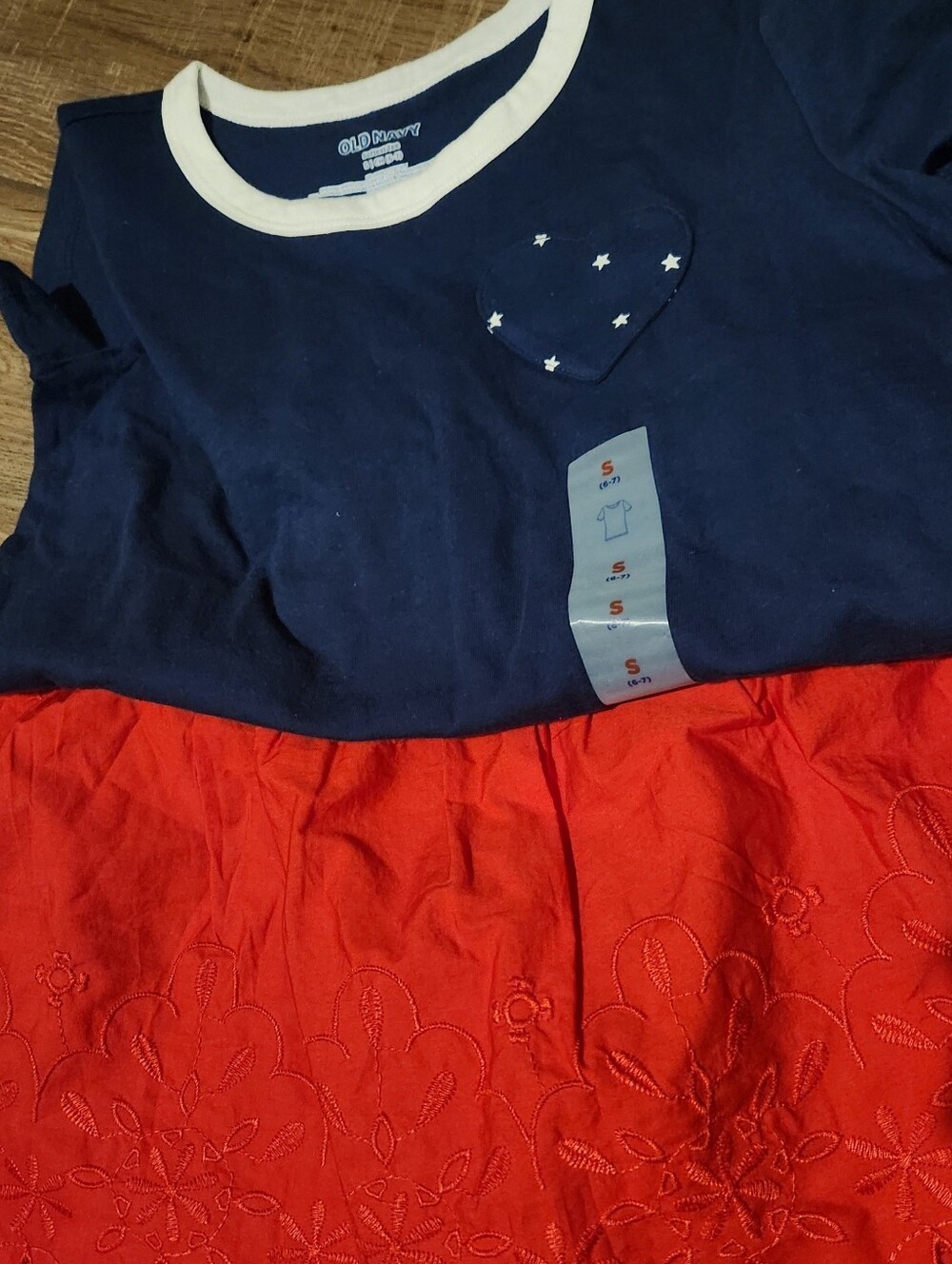 Old Navy Navy & Red Girls' Heart Pocket Tee Dress